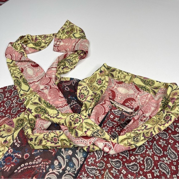 Soft Surroundings Blouse Top Langdon Patchwork Paisley Sheer Boho Peasant Office - Picture 3 of 15